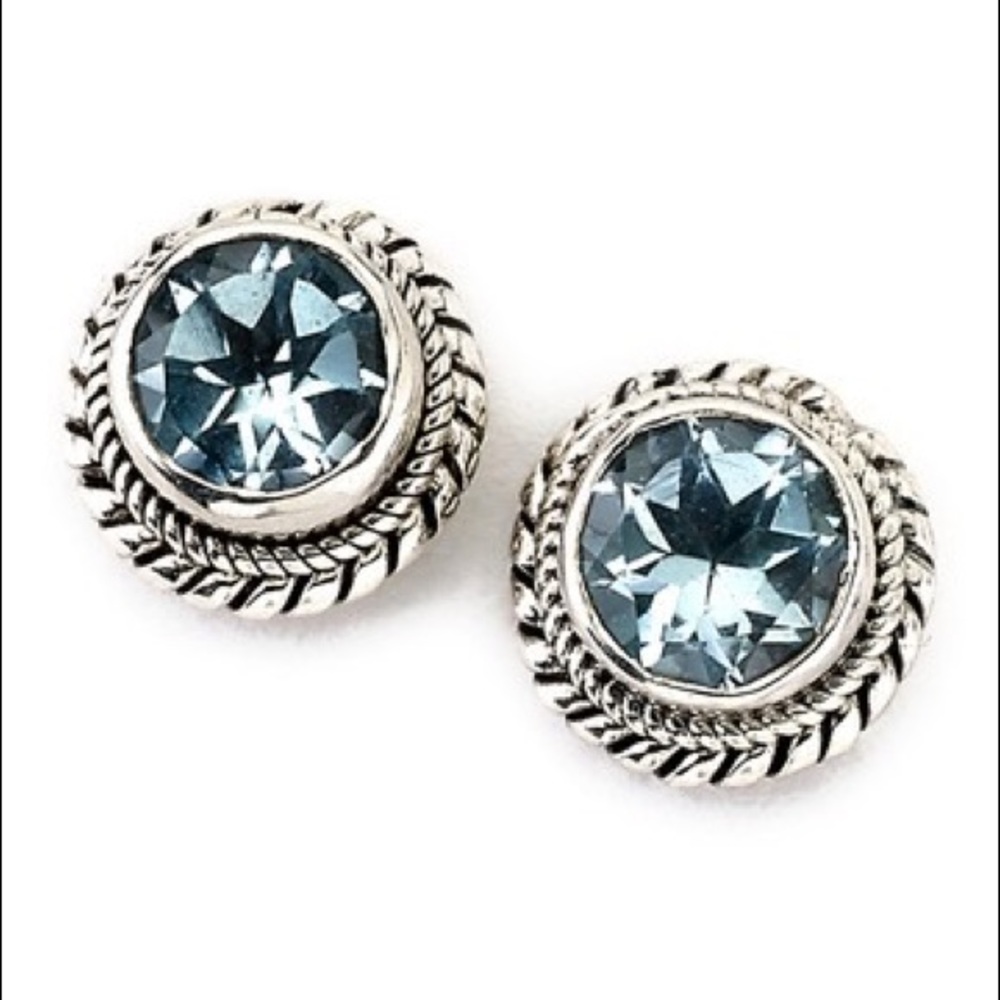 Blue Topaz sterling silver 925 stud earrings